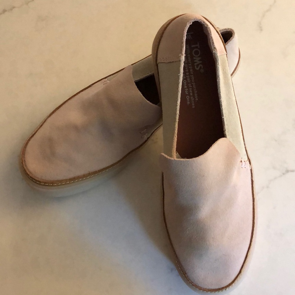 Toms Blush and Cream Suede Slip Ons
